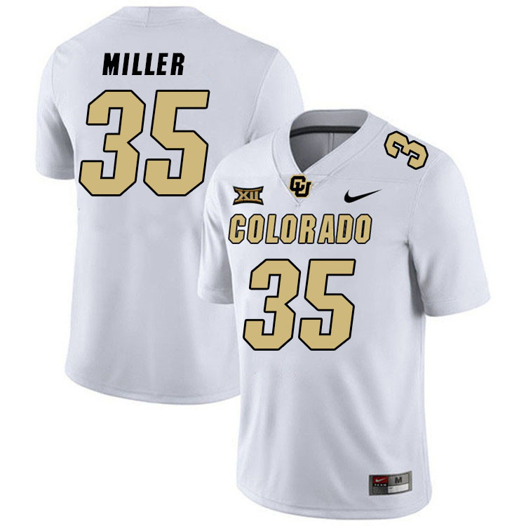 Colorado Buffaloes #35 Brandon Miller Big 12 Conference College Football Jerseys Stitched Sale-White